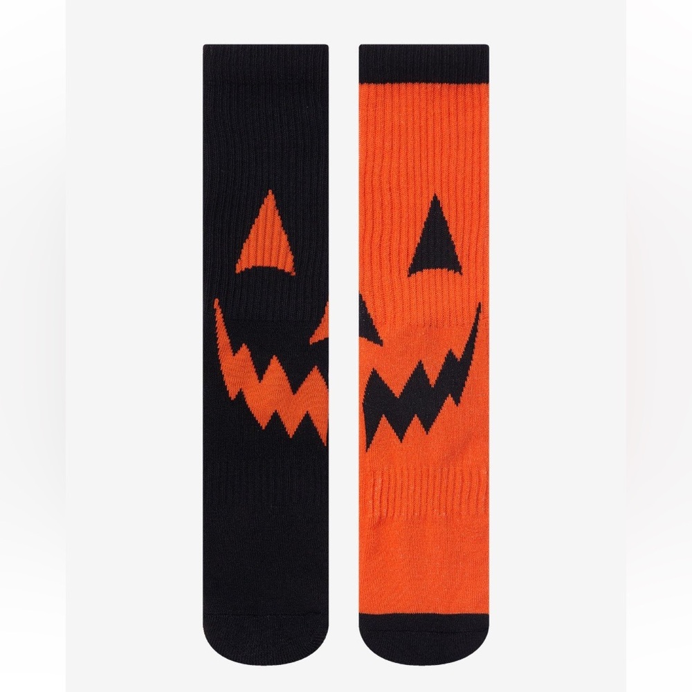 Pumpkin Mismatch Split Crew Socks Hot Topic Halloween